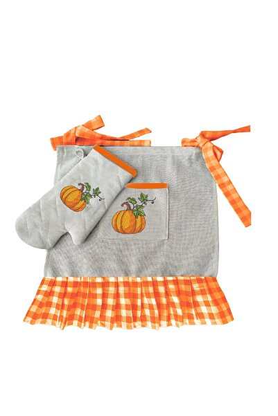 Sister Home Design Balkabağı Fırfırlı, Buldan Keten Fırın Önlüğü (Örtüsü) ve ...