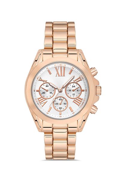 Polo55 Decorative Dial Rose Metal Strap Unisex Wristwatch