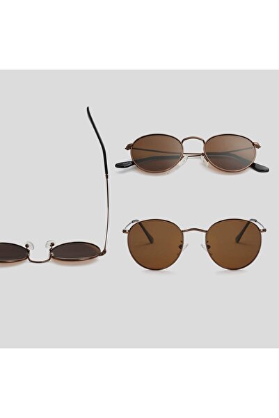 Polo55 Round Metal Polarized Brown Round Men's Sunglasses