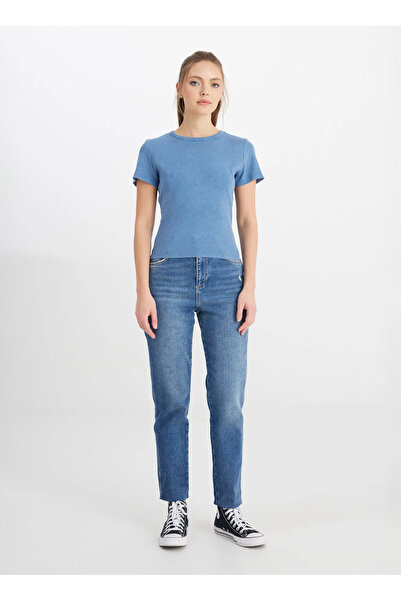 WRANGLER Bisiklet Yaka Mavi Kadın T-Shirt W241600TF-Bisiklet Yaka T-shirt