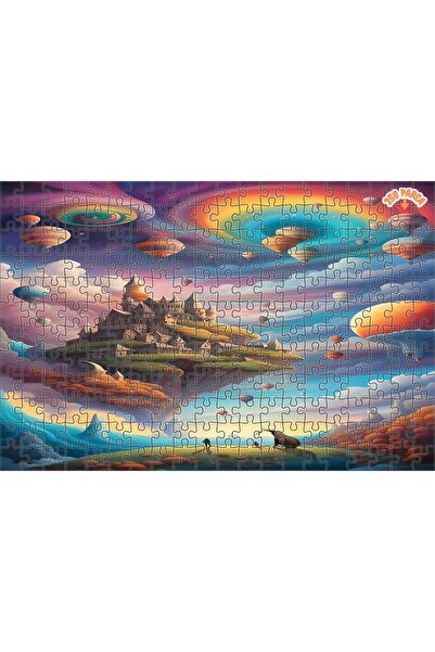 Teona Ahşap Göklerin Gizemli Şatosu Dekoratif Çift Katlı Çerçeveli Asılabilir...