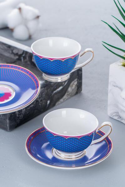 ACAR Tessa 2 Kişilik Porselen Kahve Fincanı Takımı - 90 ml