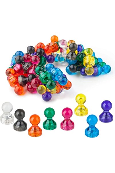 AYMAGNET 50 Adet Renkli Pano Mıknatısı - Güçlü Nedoyum Pano Mıknatıs Magnet N35