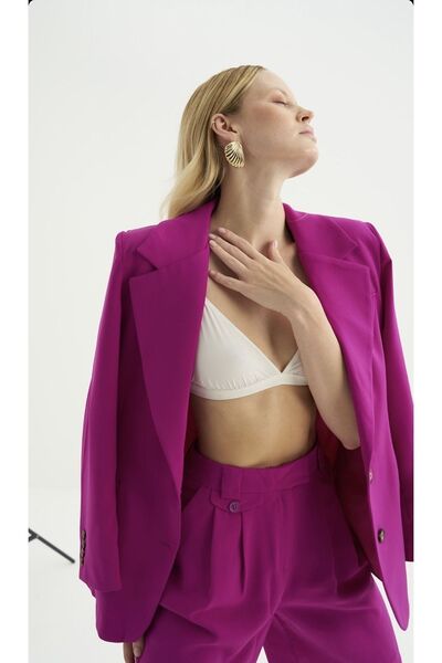 Seda bakır collection Kadın Elegance Premium Edition Blazer Ceket Fuşya