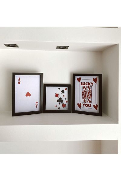 DEKORMED Card Themed 3-Piece Wooden Board Set