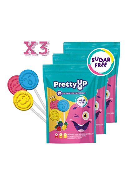 Pretty Up Şekersiz Diş Dostu Yassı Lolipop 3'lü Paket (5,5 Gr x 10 Adet)