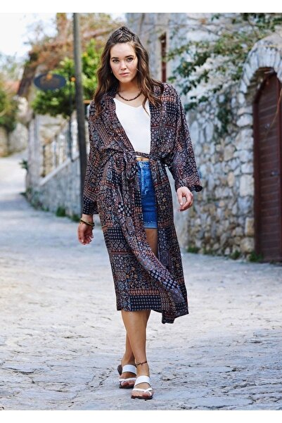 Bohemian Authentic Patterned Belted Kimono
