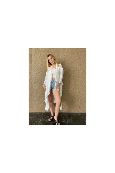 Bohemian Organic Linen Fabric Asymmetrical Kimono