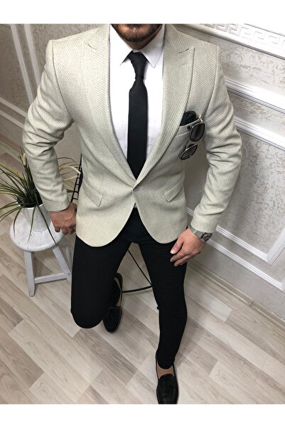 CXFASHİON Italyan Stil Slim Fit Tek Erkek Ceket