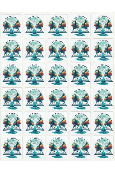 NUNUKİ İyi Tatiller Yaz Tatili Sticker Seti 3,2x3,5cm Karne Kitap Ödev Okul Ö...