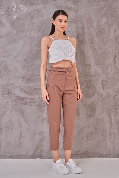 SHUGAA WOMEN'S HIGH WAIST FABRIC PANTS