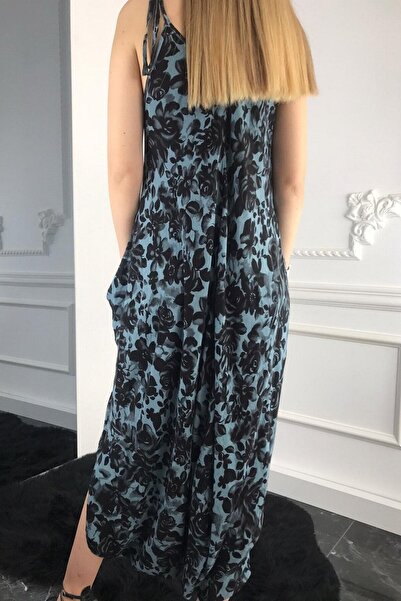 Bohemian Women's Petrol Natural Bohemian Jumpsuit with Adjustable Straps