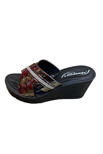 Mimoza Wedge Heeled Patent Leather Women's Slippers