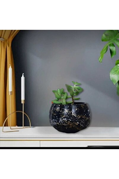 Dodemert Home Siyah Efektli Küçük Kabak Beton Saksı & Mumluk Dekoratif