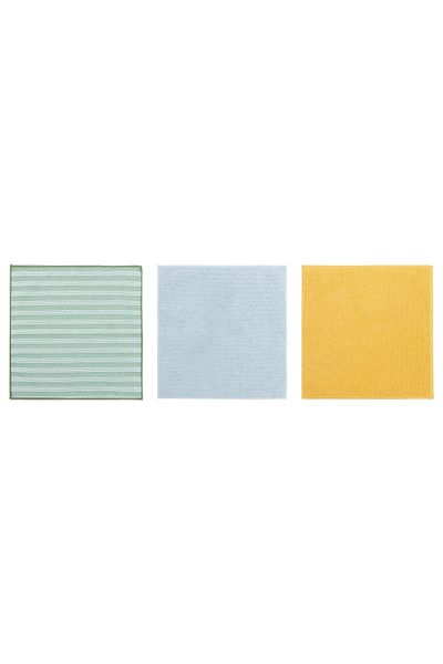 IKEA PEPPRIG 3 قطع قماش متعدد الألوان 28x28 سم من الألياف الدقيقة