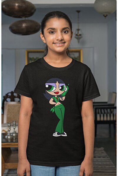 Fuddy Moda Tricou pentru fetiță cu dungi cu model Powerpuff Girls Buttercup
