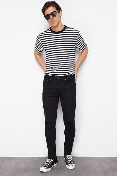 Trendyol Collection Μαύρο Super Skinny Stretchy Υφασμάτινο Τζιν Τζιν παντελόνι TMNSS24JE00025