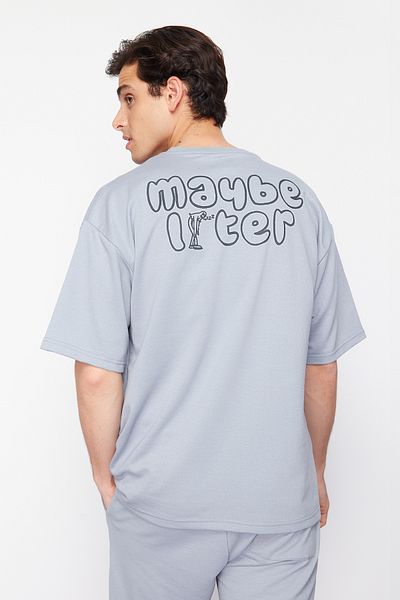 Trendyol Collection Oversize Γκρι Πλεκτό Σετ Πιτζάμα με Σορτς - TMNSS24PT00010