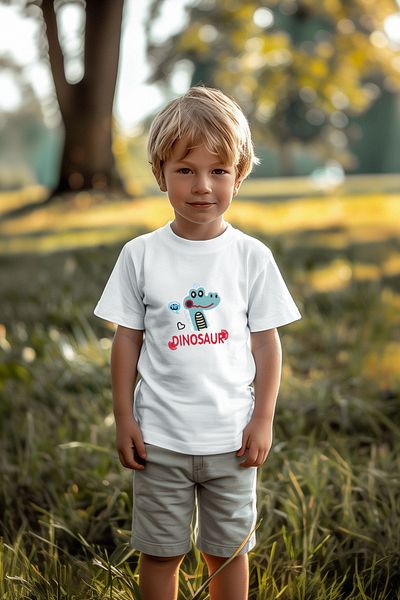 TRENDYOLKIDS Βαμβακερό μπλουζάκι για αγόρια με σχέδιο δεινοσαύρων - TKDSS24TS00030