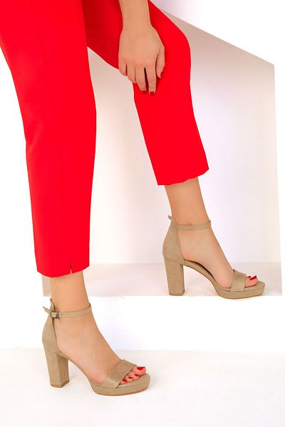 SOHO Nude Suede Women's Classic Heeled Shoes - 19251