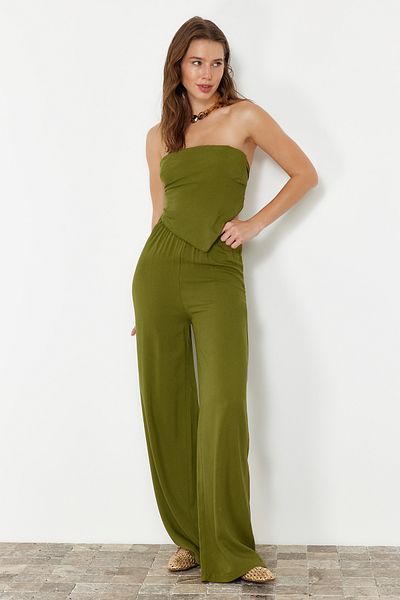Trendyol Collection Khaki Woven Beach szett - blúz és nadrág TBESS24AU00017