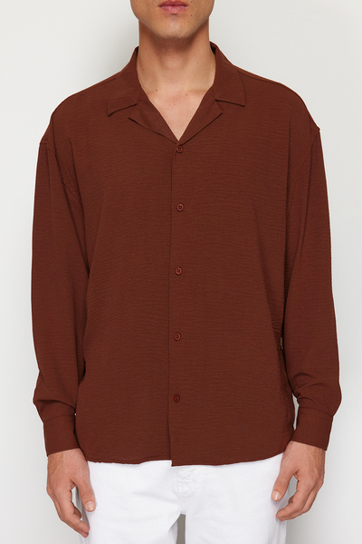 Trendyol Collection Apaş γιακά Oversize καλοκαιρινό λινό πουκάμισο - TMNSS23GO00053