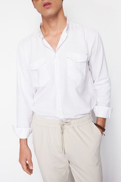 Edit by Trendyol Męska biała koszula - Regular Fit Tmnss24Go00083