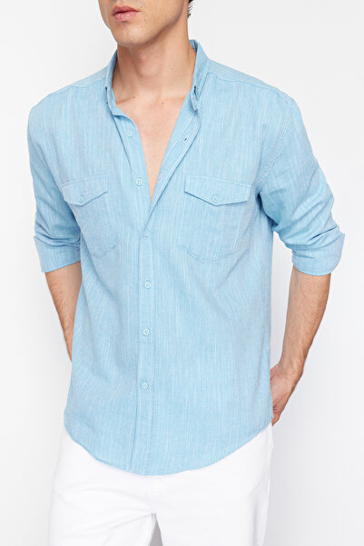 Edit by Trendyol Men's Blue Shirt - Regular Fit Tmnss24Go00083
