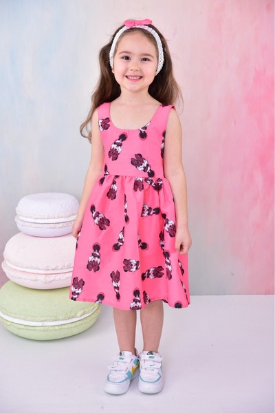 BUUFUU Girl's Bandana Strap Printed Dress