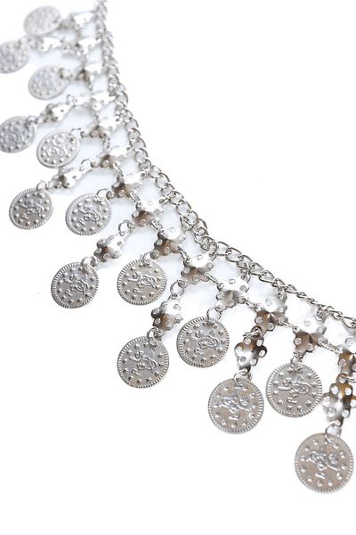 Sun Pieces Orients Ethnic Silver Chain Belt, Body Accessory, Festival Belt