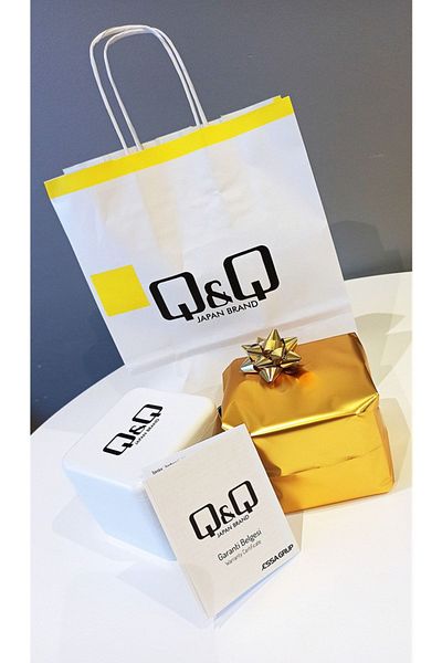 Q&Q Brand Steel Strap, Waterproof, Yellow Color Women's Wristwatch+bracelet