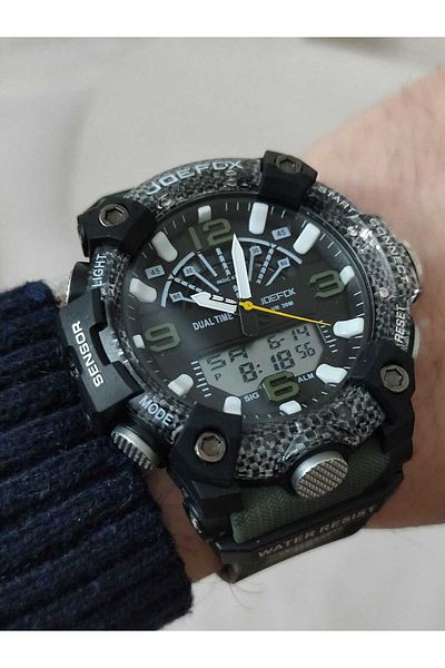 Joefox Men's Black Digital Analog Silicone Cord Wrist Watch 1232