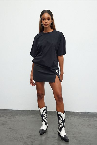 Bases Black 100% Cotton Premium Basic Short Sleeve Oversize T-shirt
