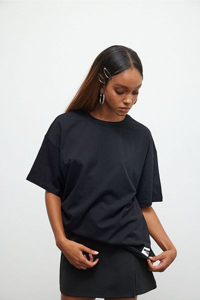 Bases Black 100% Cotton Premium Basic Short Sleeve Oversize T-shirt