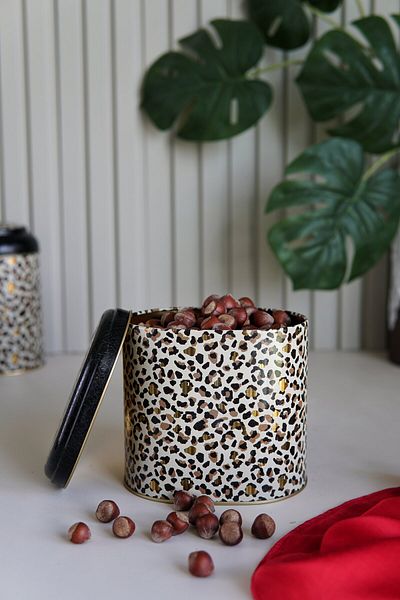 EVLE Er004-v4 Leo Patterned Oval Metal Storage Container 11x15 Cm