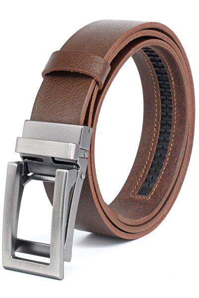 Livize حزام أوتوماتيكي للرجال - جلد الجاموس، إبزيم وبدون ثقوب