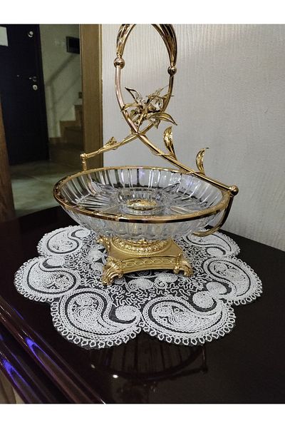 CAMİNHO DA LUA Placemat Broderie Farfurie De Servire De Lux Damla Set Masa Si Prezentare Suport Zestre Crema