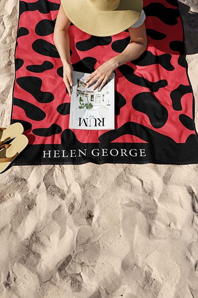 Helen George Red Black Leopard Oversize Beach Towel - Hgtw0001347