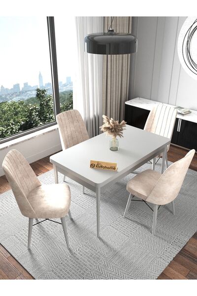 Kaffahome Riff 70x110 Aytaşı Suntalem Sabit Yemek Masası , Yemek Masası Takım...