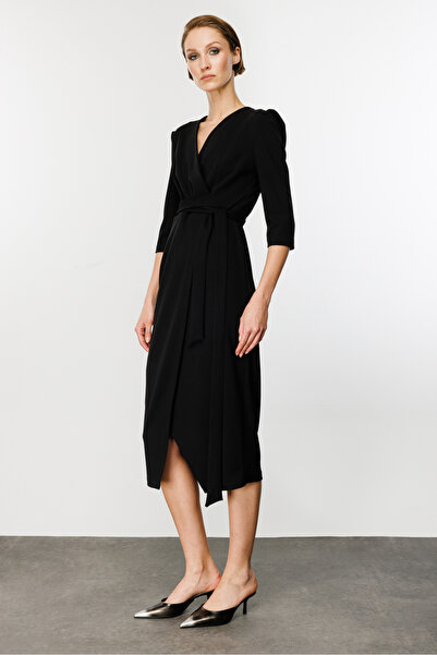 AYHAN Kruvaze Siyah Elbise