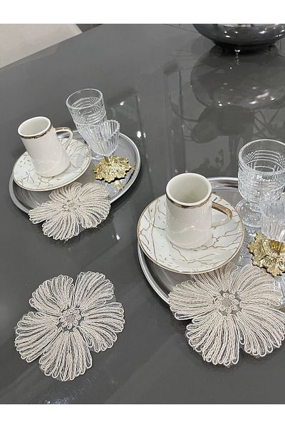 nubu atelier Μοντέλο Acacia Διακοσμητικό Guipure Lace Coffee Cocktail Παρουσίαση Χαρτοπετσέτα 6 τεμαχίων