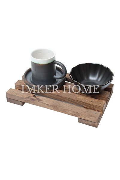 IMKER HOME Dekoratif Ahşap Minimalist Palet Tasarım Çay Kahve Içecek Sunum Te...