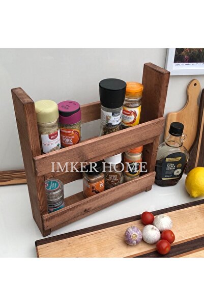 IMKER HOME Ahşap Tezgahüstü Organizer Mutfak Rafı Baharatlık Takımı Standı Ba...