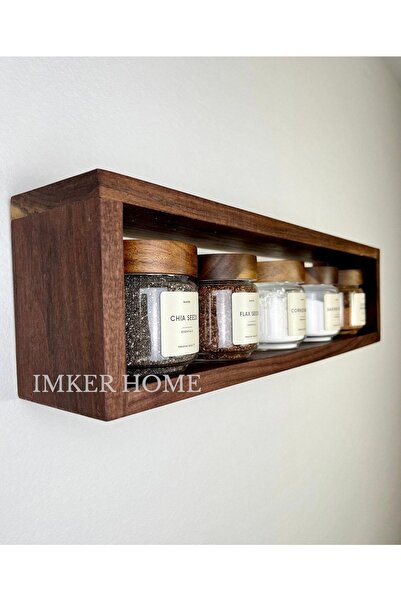IMKER HOME Dikdörtgen Ahşap Duvar Rafı Uçan Raf Banyo Mutfak Duvar Düzenleyic...