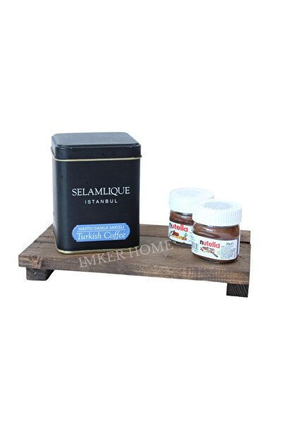 IMKER HOME Ahşap Ayaklı Stand Sunum Tahtası Mutfak Düzenleyici Sıvı Sabun Yağlık Yağdanlık Deterjan Altlığı