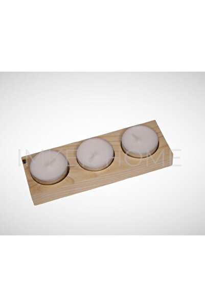 Genel Markalar 3lü Dekoratif Ahşap Tealight Mumluk Dekoratif Obje Biblo Aksesuar