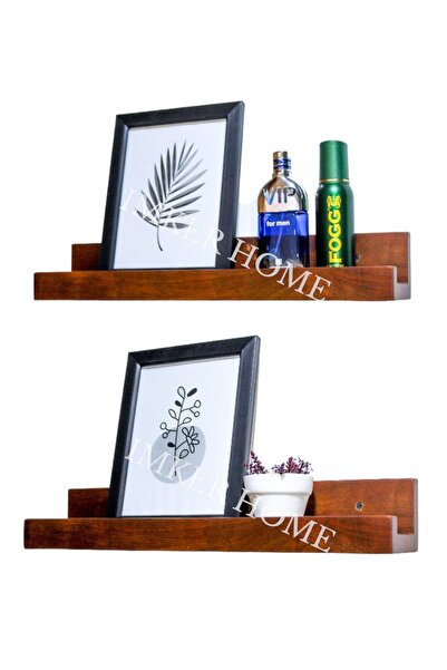 IMKER HOME L Model 2li Ahşap Duvar Rafı Uçan Raf Banyo Mutfak Salon Antre Düzenleyici Organizer Terek 50 cm