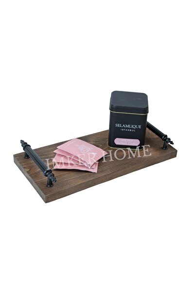 IMKER HOME Ceviz/siyah Kulplu Ahşap Stand Mutfak Sunum Tahtası Yağdanlık Sosl...