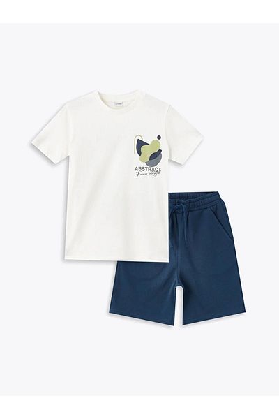 LC Waikiki LCW Kids Crew Neck Printed Short Sleeve Boys T-Shirt and Shorts