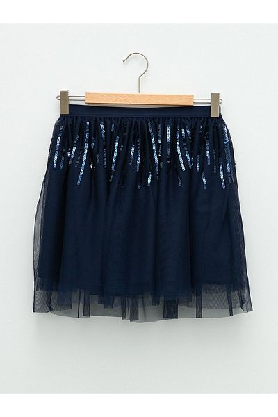 LC Waikiki Lcw Elastic Waist Sequin Embroidered Girl's Skirt